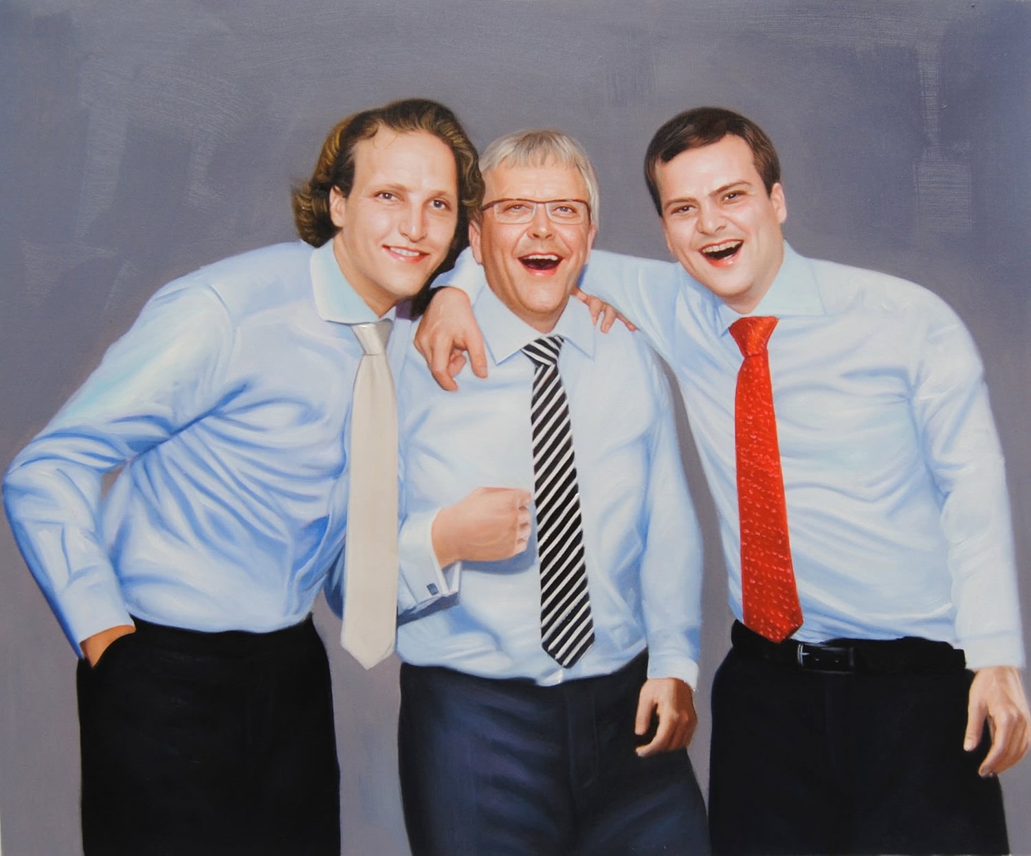 Handgeschilderd zakelijk portret van drie personen